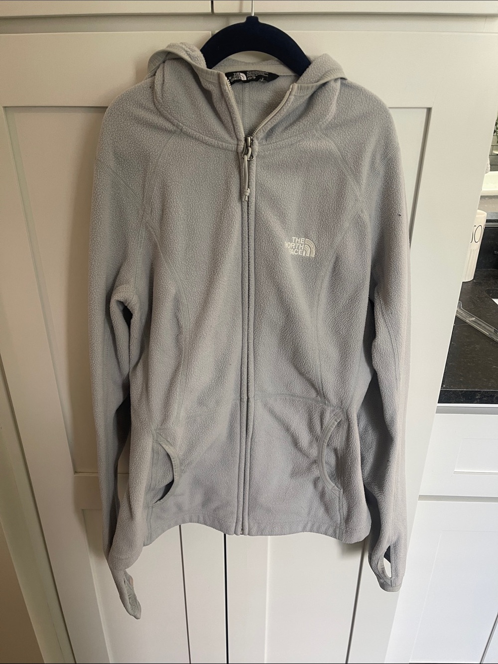 The North Face Light Gray Full-Zip Hooded Fleece